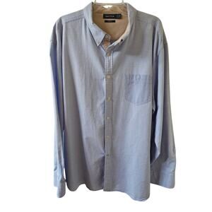Nautica XXL Blue White Button Down Shirt Classic Preppy Casual Coastal Nautical